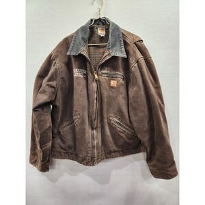 Vtg Carhartt Men's Detroit‎ Jacket 2XLT Dark Brown Blanket J97 DKB Company Logo